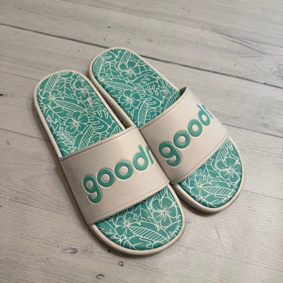 Goodr slip on slides‎ sandals white aqua 36/37 women's 5/6 - Picture 1 of 12